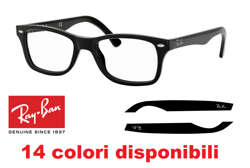 aste di ricambio per occhiali montature rayban modello 5228 rb5228 rx5228 stanghette rx stecchette ricambi originai rb colorate asta occhiale montatura